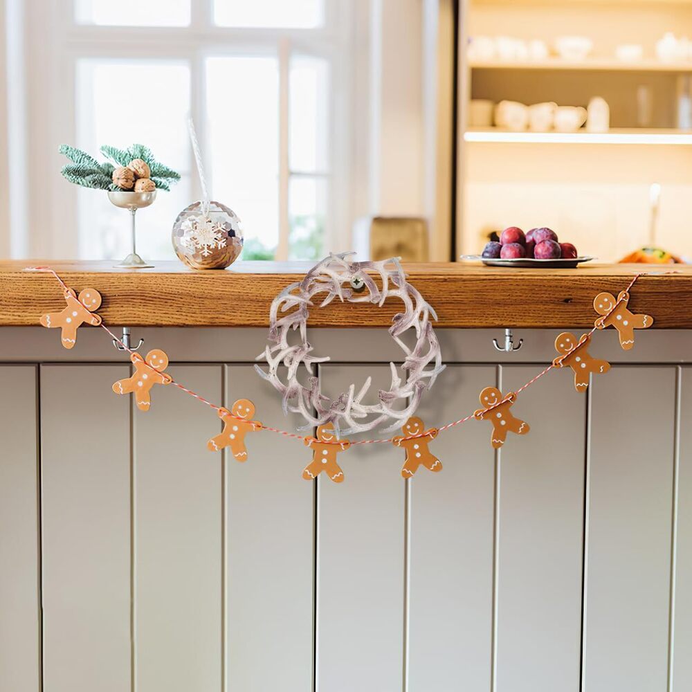 1717 Christmas Deer Antlers Wreath Xmas Front Door Wreath Decoration - Picture 6 of 9